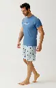 Pyjama short homme 100% coton bio ARTHUR "Cat sup" PAU - Ciel CATSH26