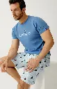 Pyjama short homme 100% coton bio ARTHUR "Cat sup" PAU - Ciel CATSH26