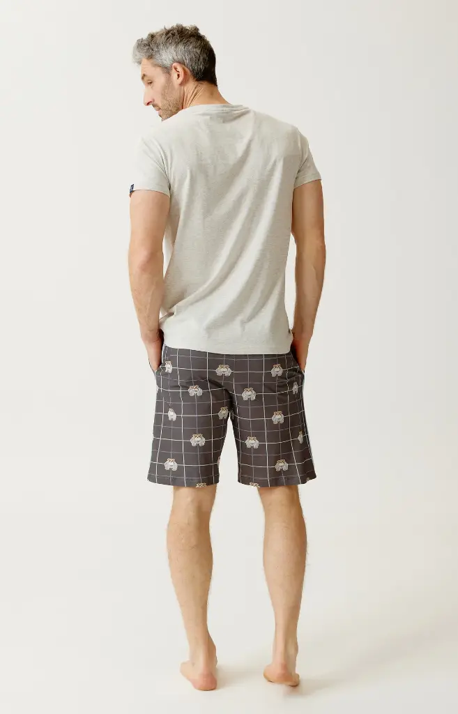 Pyjama short homme 100% coton bio ARTHUR "Ma meilleure vie" PAU - Ebony BDOGH26