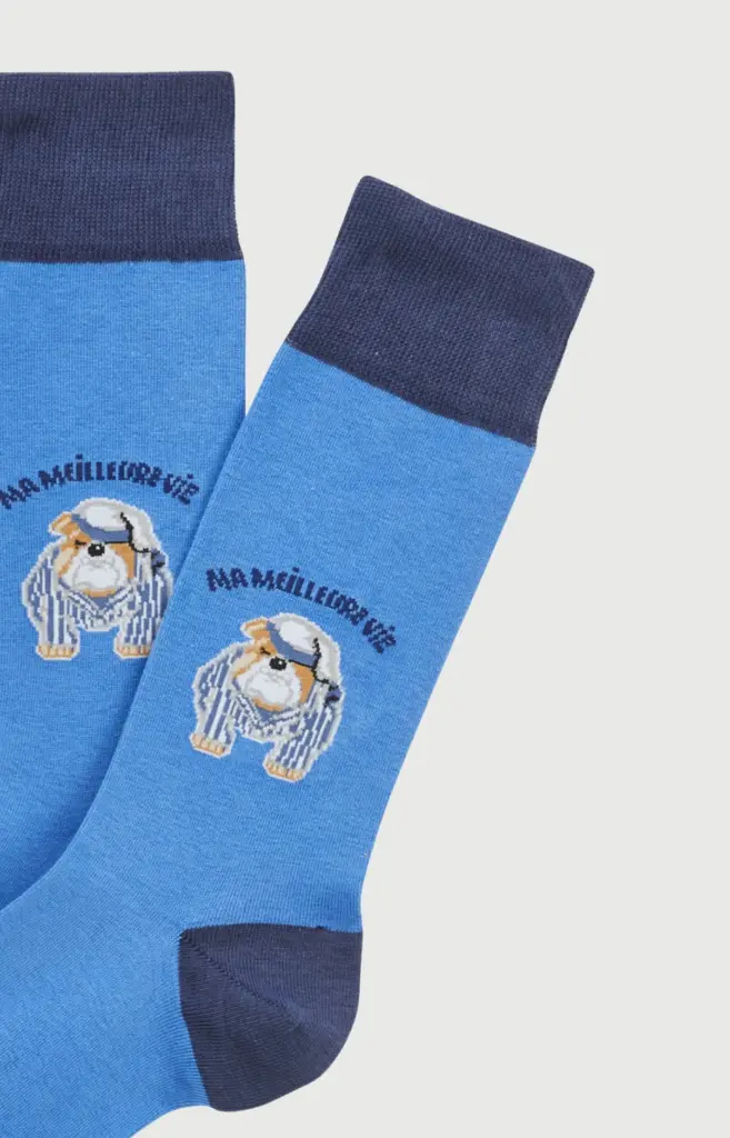 Chaussette homme fantaisie ARTHUR "Ma meilleure vie" 1SO - Bleu BDOGH26