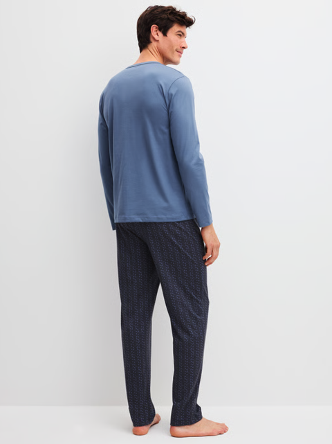 Pyjama homme long 100% coton CALIDA "Relax Imprint" 47686 - Coastal Fjord 475