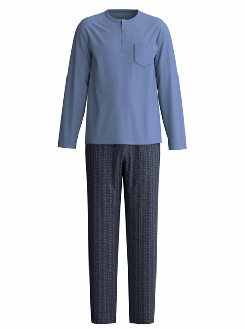 Pyjama homme long 100% coton CALIDA "Relax Imprint" 47686 - Coastal Fjord 475