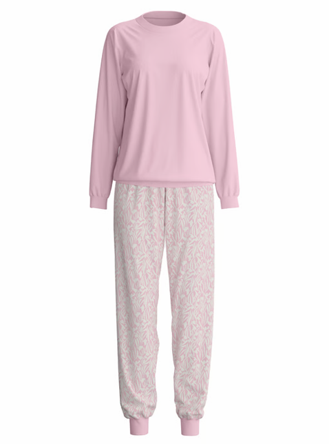 Pyjama dame long 100% coton CALIDA "Blooming Nights" 46556 - Fragrant Lilac 283