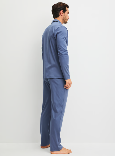 Long pyjama homme à boutons 100% coton CALIDA "Relax Choice" 42968 - Coastal Fjord 475