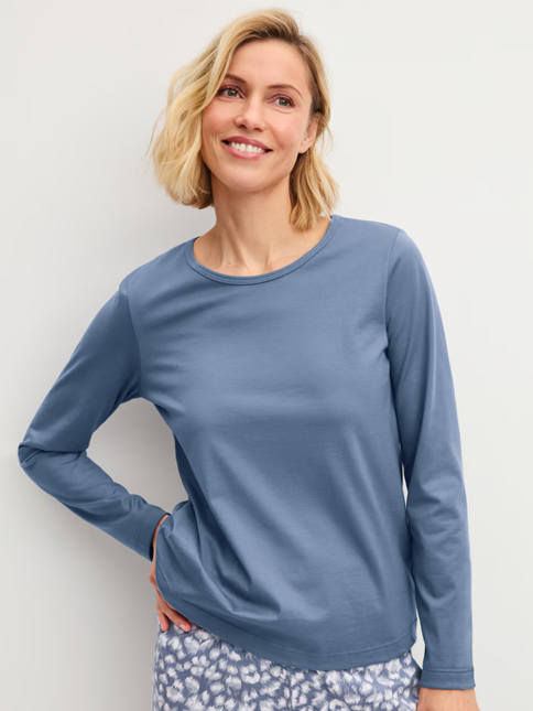 Pyjama dame long 100% coton CALIDA "Sleep Over M&M" 15104 + 29073 - Folkstone Grey 987