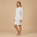 Chemise de Nuit Dame 100% Coton 95cm RINGELLA "À motif ours et poignets tricotés" 6511031 - Champagne 130