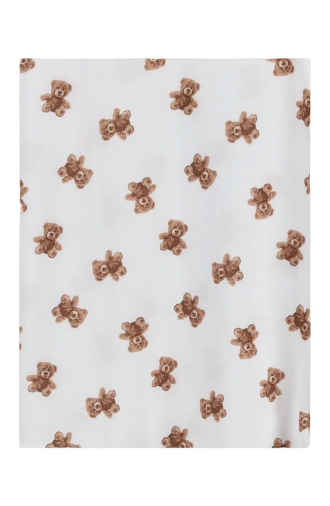 Chemise de Nuit Dame 100% Coton 95cm RINGELLA "À motif ours et poignets tricotés" 6511031 - Champagne 130