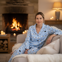 Pyjama long dame 100% coton RINGELLA "Avec patte de boutonnage et col" 6511228 - Fjord 261