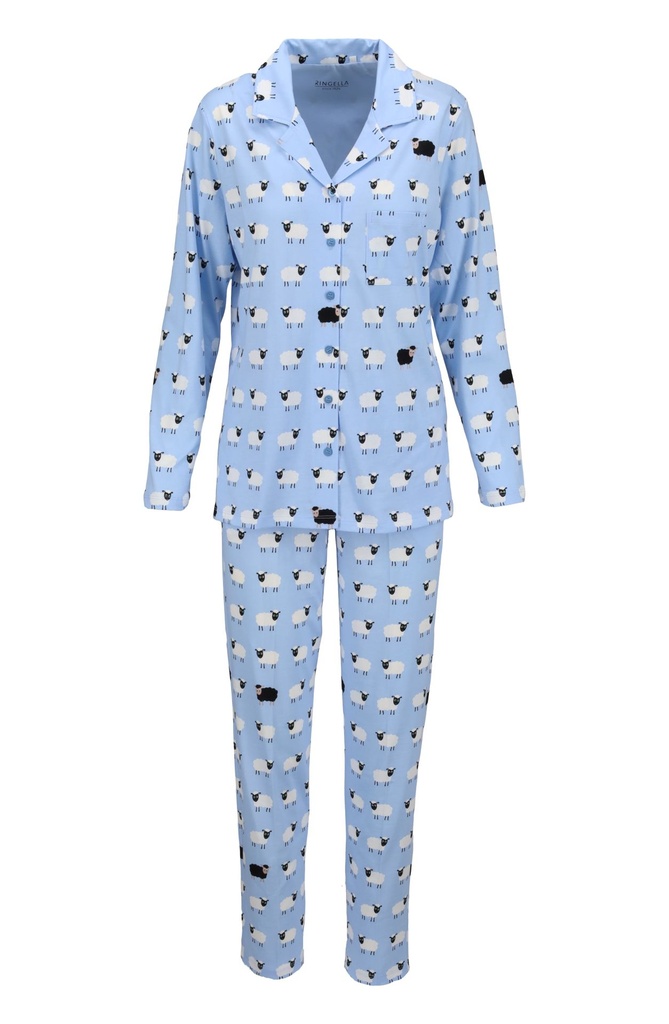 Pyjama long dame 100% coton RINGELLA "Avec patte de boutonnage et col" 6511228 - Fjord 261