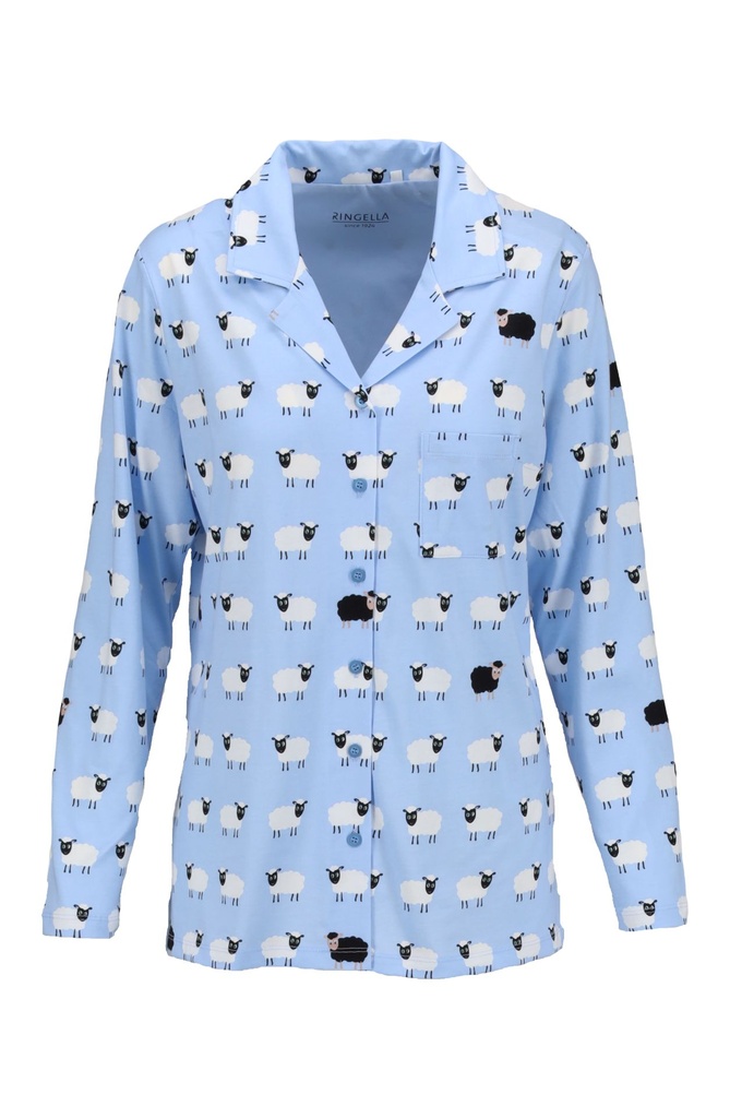 Pyjama long dame 100% coton RINGELLA "Avec patte de boutonnage et col" 6511228 - Fjord 261