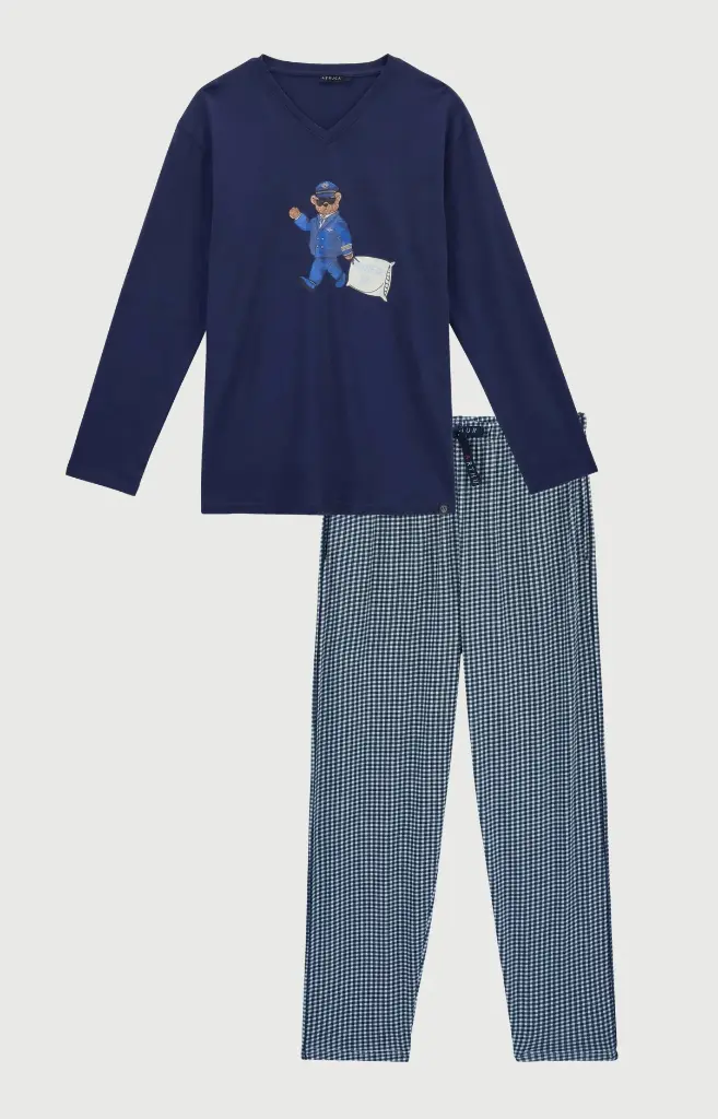 Pyjama long homme 100% coton ARTHUR "Pilote de Lit" ULY - Ciel PILOH26