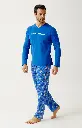 Pyjama long homme coton bio ARTHUR "Lent au démarrage" ZAC - Bleu 2CVCH26