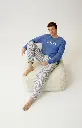 Pyjama long homme 100% coton flanelle ARTHUR "A'Bear Road" BOS - Bleu ROADH26