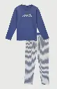 Pyjama long homme 100% coton flanelle ARTHUR "A'Bear Road" BOS - Bleu ROADH26