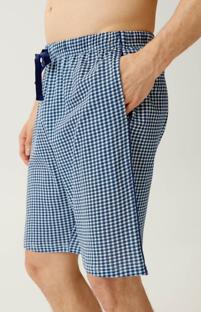 Pyjama short homme 100% coton bio ARTHUR "Pilote de Lit" PAU - Marine PILOH26