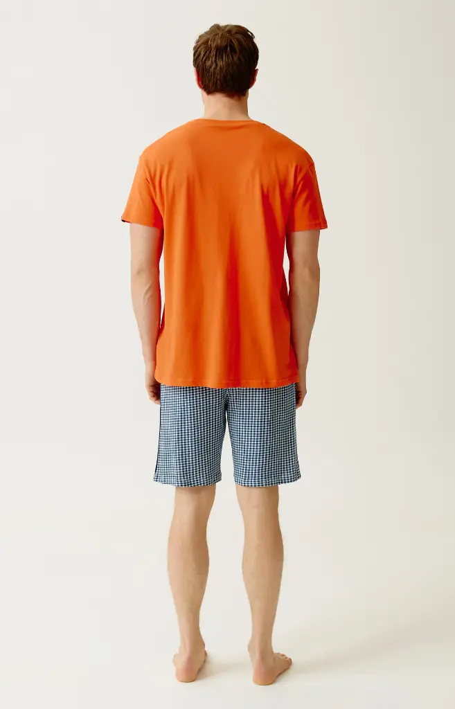 Pyjama short homme 100% coton bio ARTHUR "Pilote de Lit" PAU - Marine PILOH26