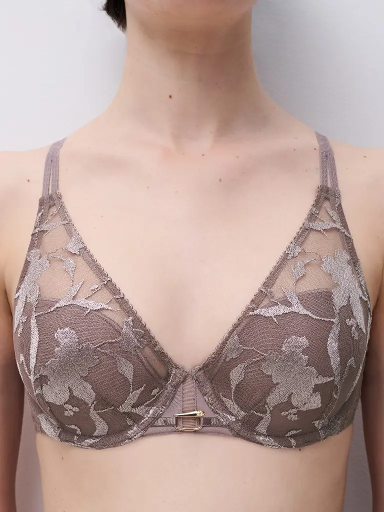 Soutien-gorge avec armatures spacer plongeant CHANTELLE "Idyll" C18UND - Muscade 0KB