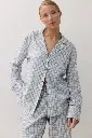 Pyjama dame long boutonné ARUELLE "Daria" Light Blue
