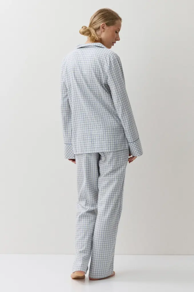 Pyjama dame long boutonné ARUELLE "Daria" Light Blue