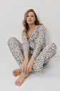 Pyjama dame long boutonné ARUELLE "Asha" - Beige