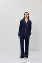 Pyjama dame long boutonné ARUELLE "Lunie" - Deep Blue