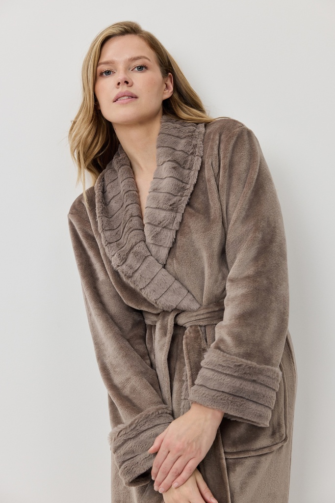 Peignoir dame ARUELLE "Demi" - Brown Taupe