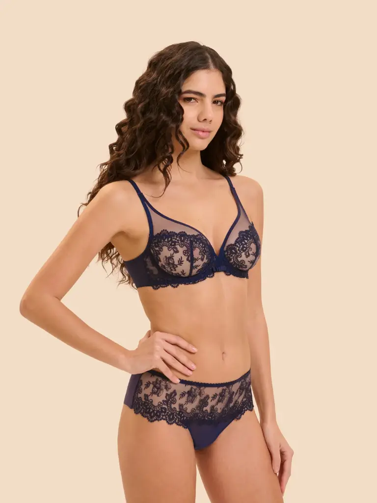 Soutien-gorge avec armartures foulard plongeant SIMONE PERELE "Passion" 1I2319 - Minuit 562
