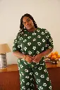 Pyjama long gauffré dame coton bio WE ARE JOLIES "Dahlia Vert"