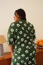 Pyjama long gauffré dame coton bio WE ARE JOLIES "Dahlia Vert"