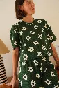 Pyjama long gauffré dame coton bio WE ARE JOLIES "Dahlia Vert"