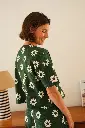Pyjama long gauffré dame coton bio WE ARE JOLIES "Dahlia Vert"