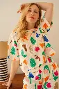 Pyjama long gauffré dame coton bio WE ARE JOLIES "Mini Souk"