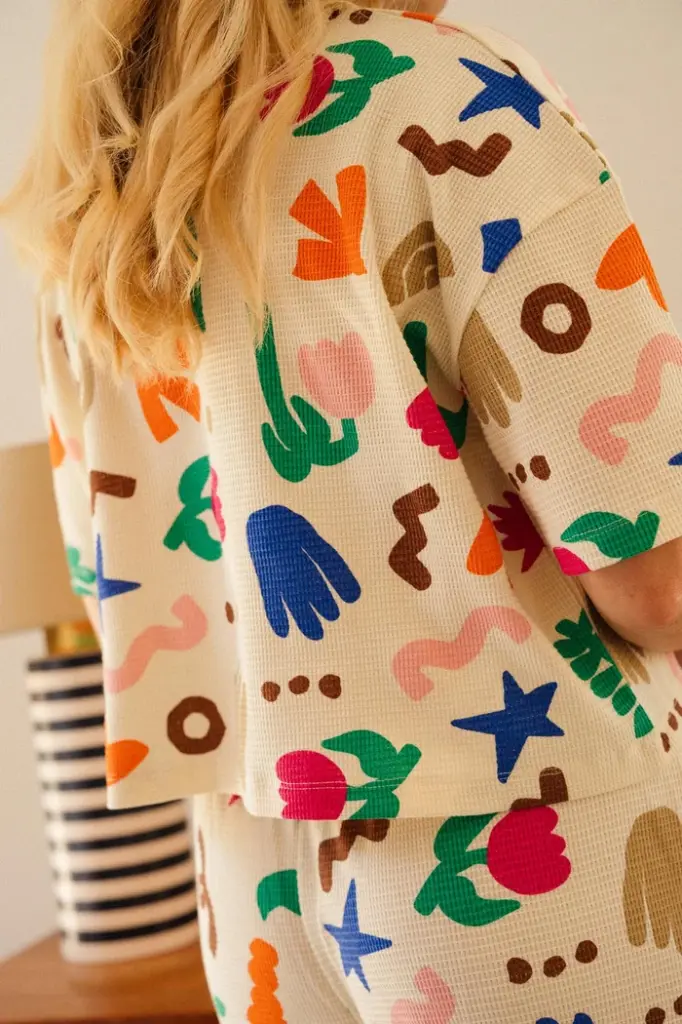 Pyjama long gauffré dame coton bio WE ARE JOLIES "Mini Souk"