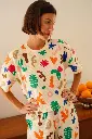 Pyjama long gauffré dame coton bio WE ARE JOLIES "Mini Souk"