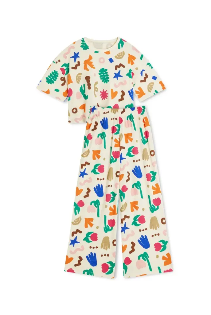 Pyjama long gauffré dame coton bio WE ARE JOLIES "Mini Souk"
