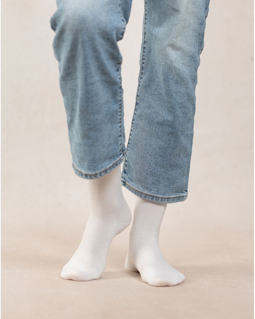 Chaussettes dame BLEU FORET "Laine & Soie Jersey" FBU6488 - Ecru M2B368
