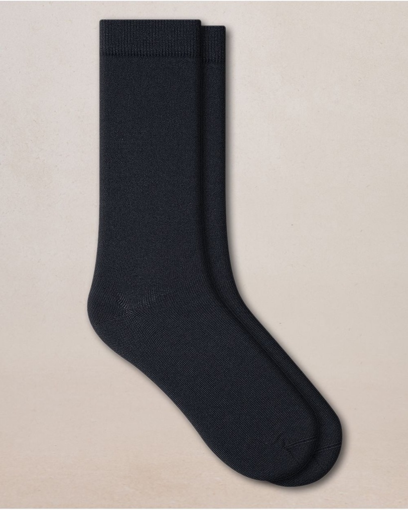 Chaussettes dame BLEU FORET "Laine & Soie Jersey" FBU6488 - Noir AR5