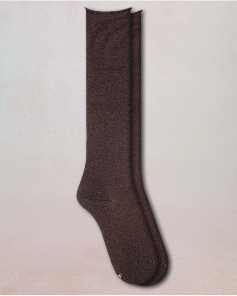 Chaussettes 3/4 laine fine BLEU FORET "Velouté Laine" FBU6970 - Chocolat FF4
