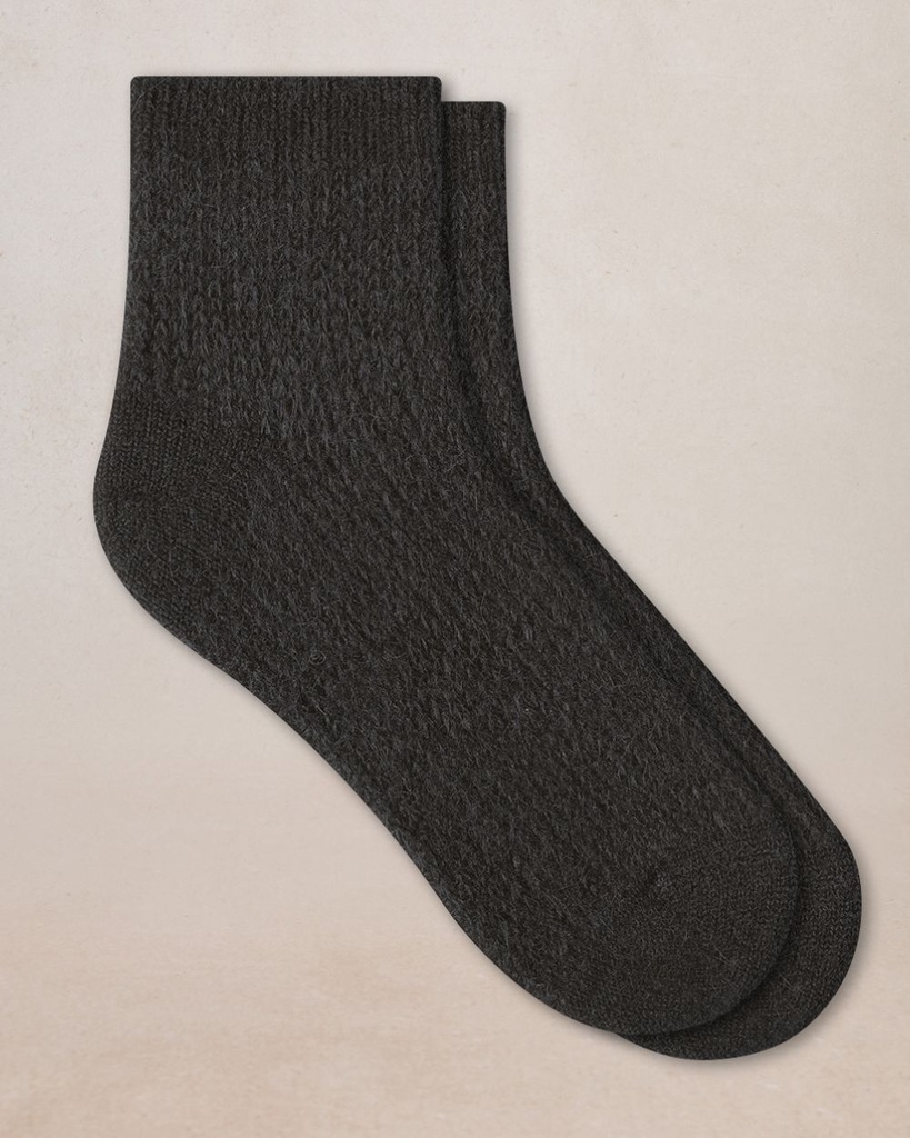 Chaussettes courtes dames en laine TU BLEU FORET "Laine Alpaga" 6572 - Noir AR5
