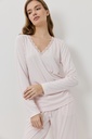 Pyjama dame long col V ARUELLE "Renee" - Pink