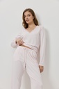 Pyjama dame long col V ARUELLE "Renee" - Pink