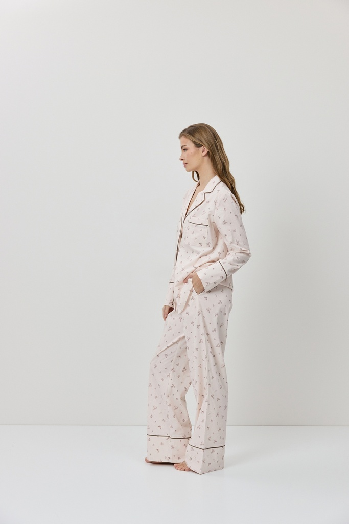 Pyjama dame long boutonné ARUELLE "Petra" - Pink
