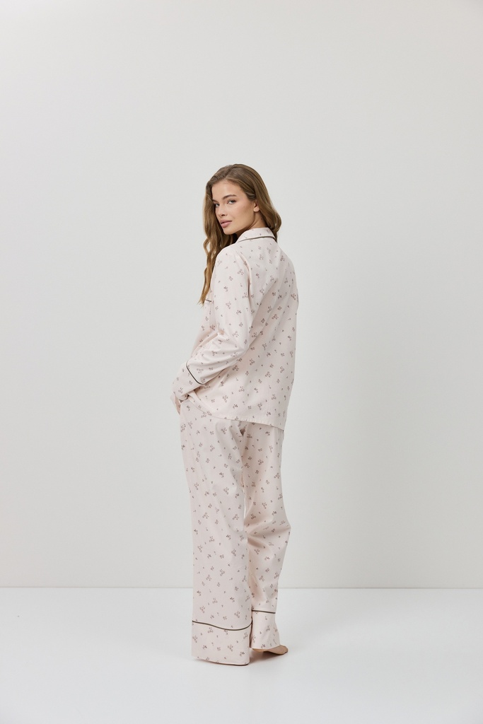 Pyjama dame long boutonné ARUELLE "Petra" - Pink