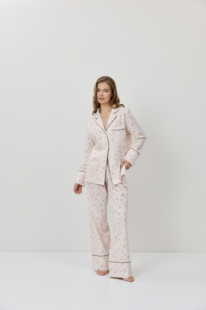 Pyjama dame long boutonné ARUELLE "Petra" - Pink