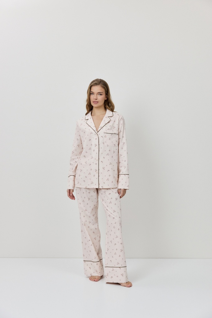 Pyjama dame long boutonné ARUELLE "Petra" - Pink