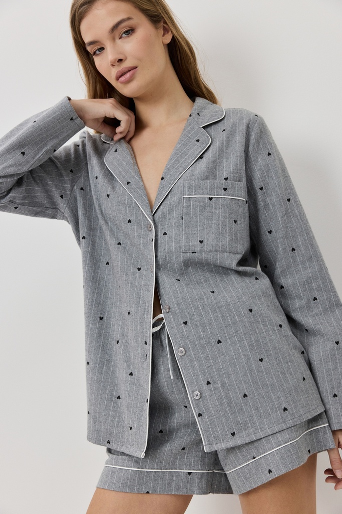 Pyjama short dame boutonné ARUELLE "Harriet" - Grey