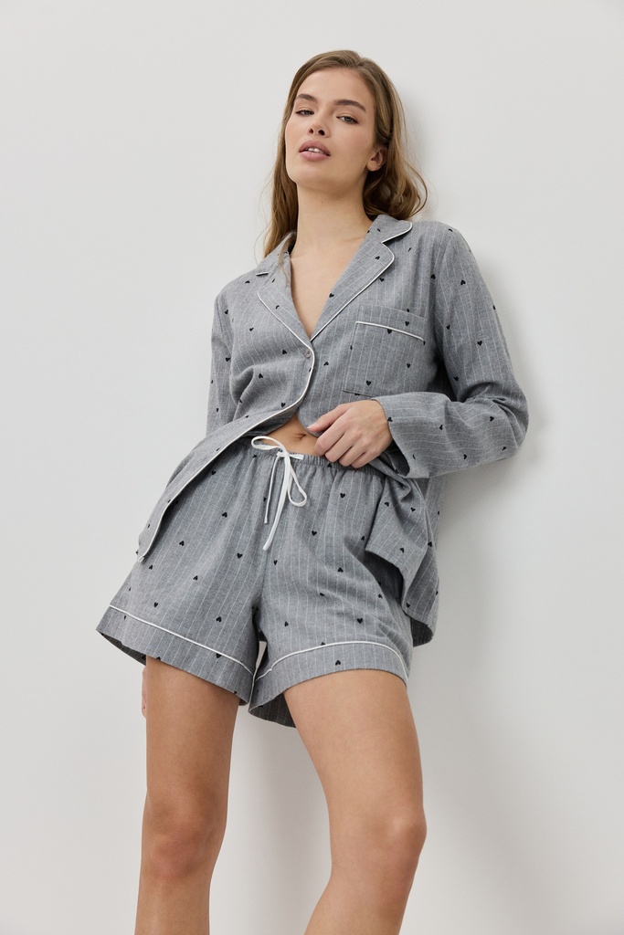 Pyjama short dame boutonné ARUELLE "Harriet" - Grey