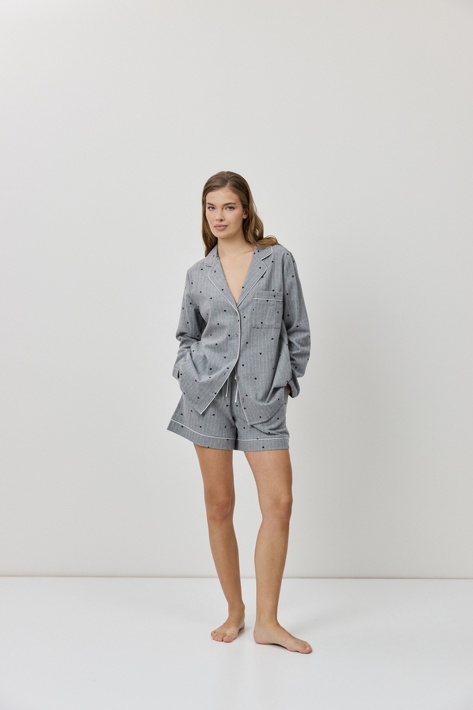 Pyjama short dame boutonné ARUELLE "Harriet" - Grey