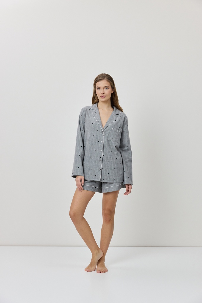 Pyjama short dame boutonné ARUELLE "Harriet" - Grey