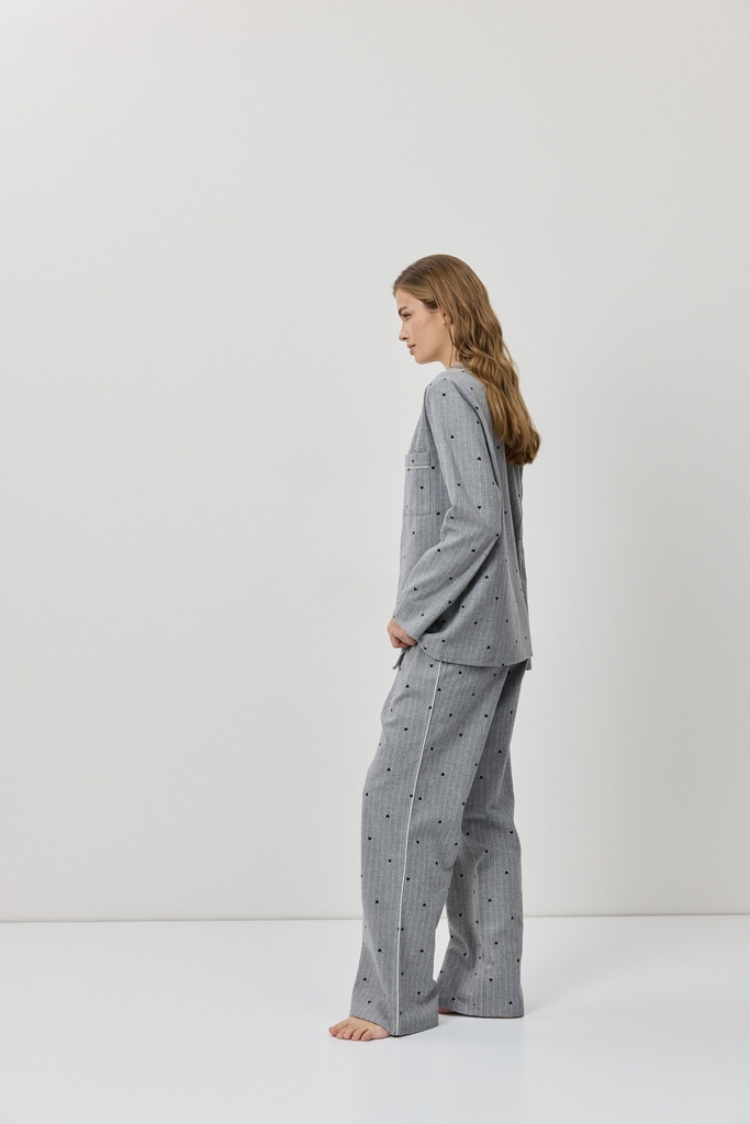 Pyjama long dame boutonné ARUELLE "Harriet" - Grey
